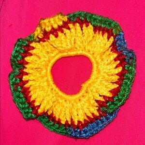 Hand Crafted Vibrant Crochet Hair Scrunchie